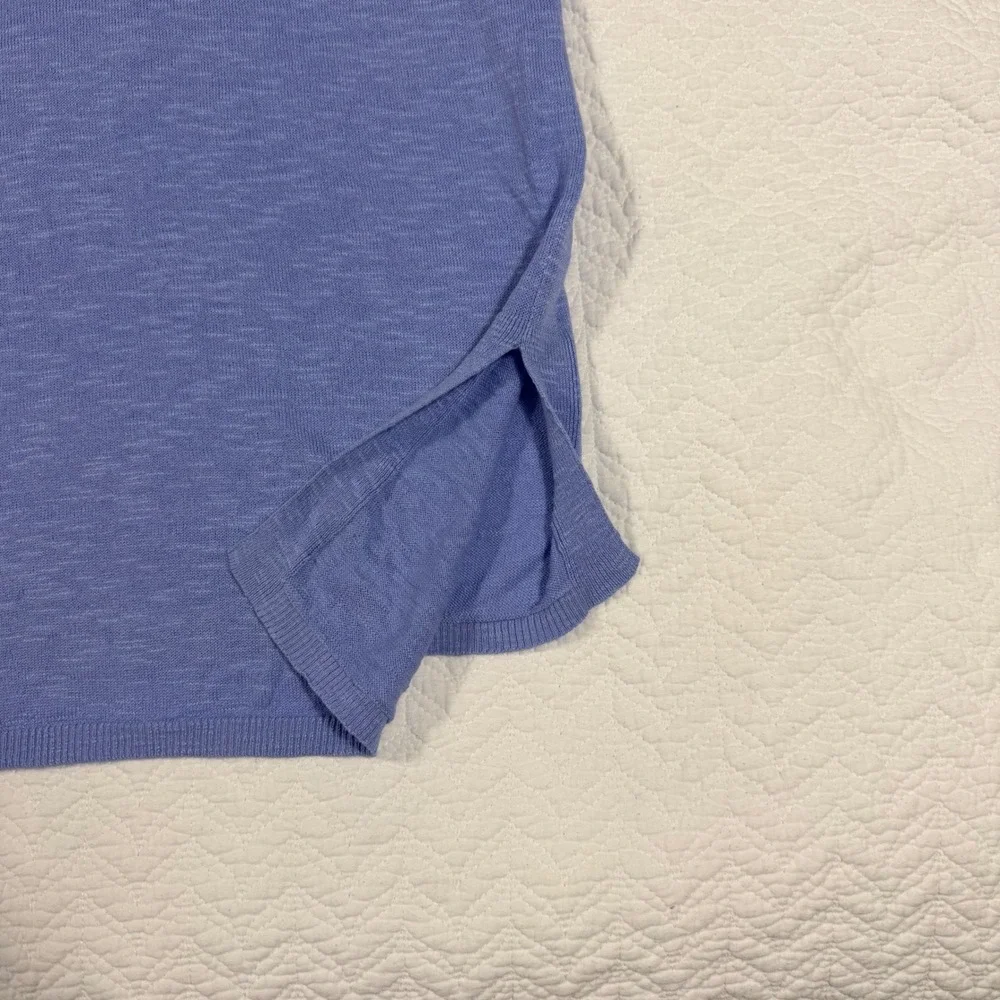 Eileen Fisher Knit Top Women's‎ L Blue Quiet Luxury Organic Linen Cotton EUC